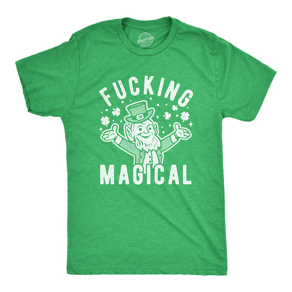 Mens Fucking Magical Leprechaun Tshirt Funny Offensive Saint Patrick's Day Parade Graphic Novelty Tee For Guys
