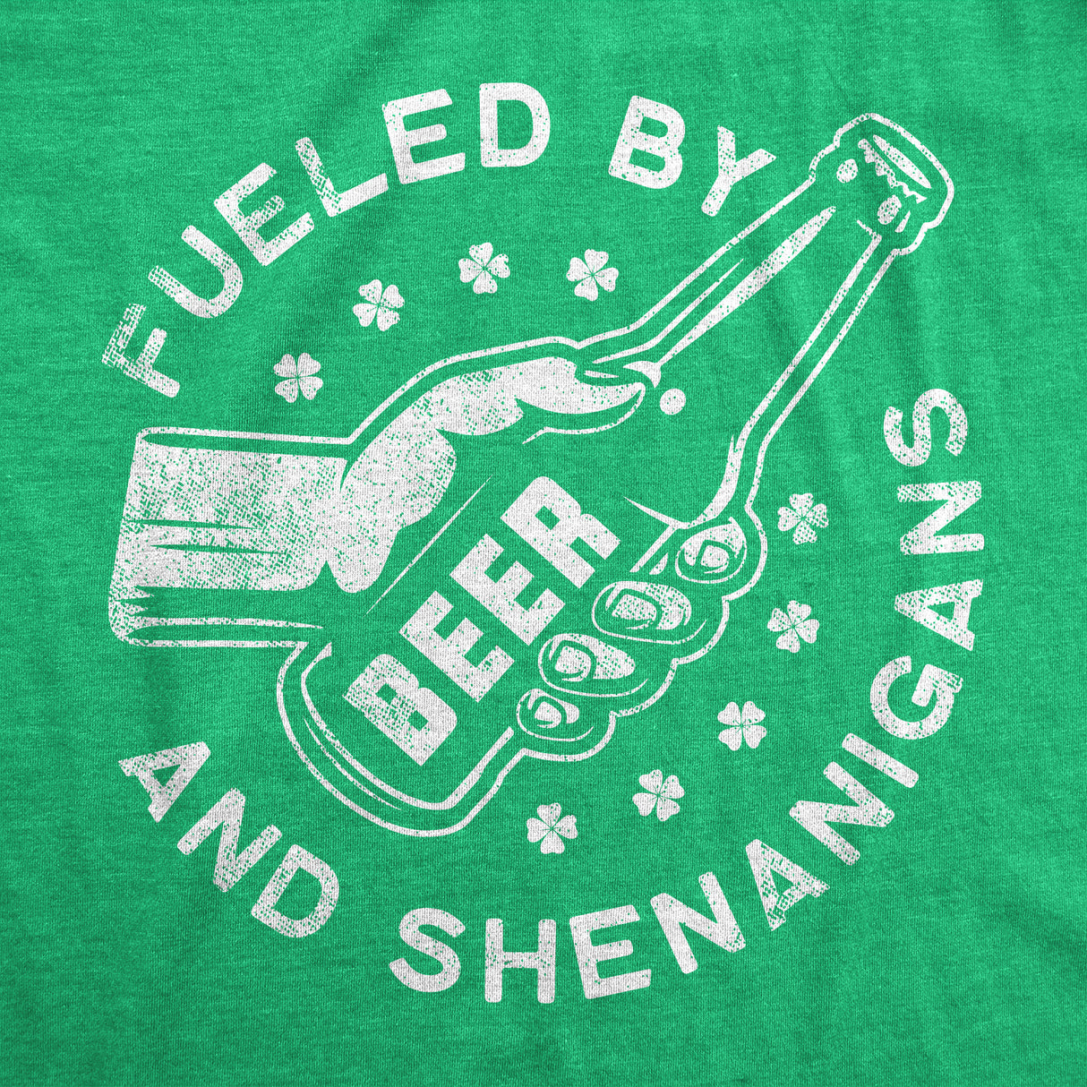 Mens Fueled By Beer and Shenanigans T Shirt Funny Saint Patrick's Day Parade Drinking Graphic Novelty Tee for Guys