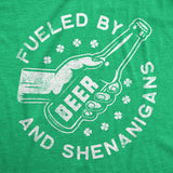 Mens Fueled By Beer and Shenanigans T Shirt Funny Saint Patrick's Day Parade Drinking Graphic Novelty Tee for Guys