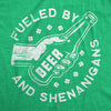 Mens Fueled By Beer And Shenanigans Tshirt Funny Saint Patrick's Day Parade Drinking Graphic Novelty Tee For Guys