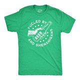 Mens Fueled By Beer and Shenanigans T Shirt Funny Saint Patrick's Day Parade Drinking Graphic Novelty Tee for Guys