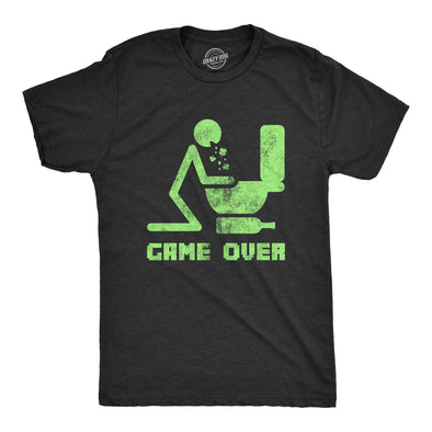 Mens Game Over Tshirt Funny Saint Patrick's Day Parade Drinking Too Much Graphic Novelty Tee For Guys