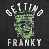 Womens Getting Franky T Shirt Funny Halloween Party Frankenstein Graphic Tee For Guys