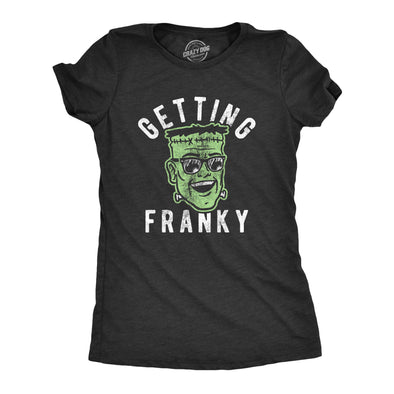 Womens Getting Franky T Shirt Funny Halloween Party Frankenstein Graphic Tee For Guys