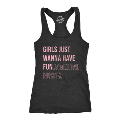 Womens Girls Just Wanna Have Fundamental Rights Fitness Tank Pro Choice Support Graphic Shirt For Ladies