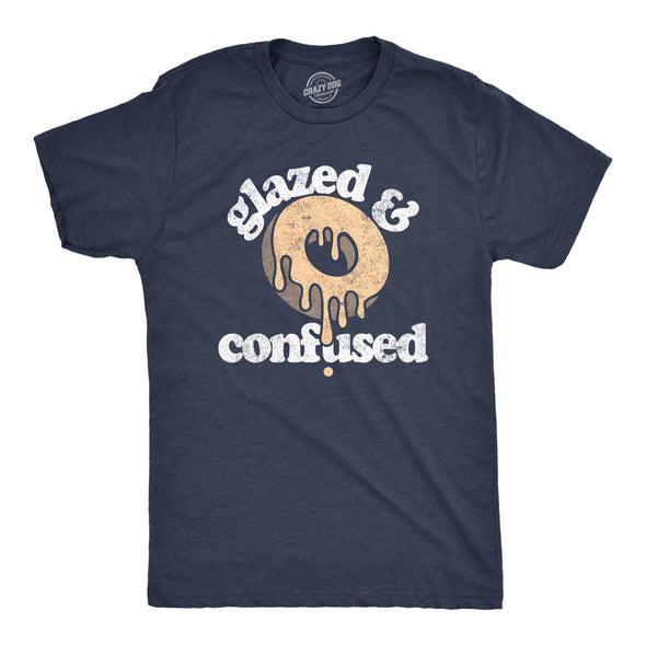 Mens Glazed And Confused T Shirt Funny Sarcastic Donut Graphic Novelty Tee For Guys