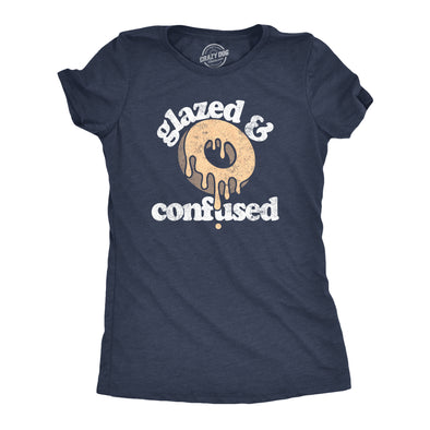 Womens Glazed And Confused T Shirt Funny Sarcastic Donut Graphic Novelty Tee For Ladies