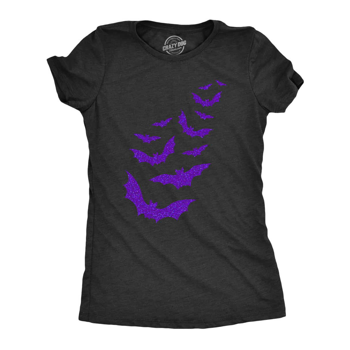 Womens Glitter Bats T Shirt Funny Cute Halloween Graphic Cool Novelty Tee For Ladies