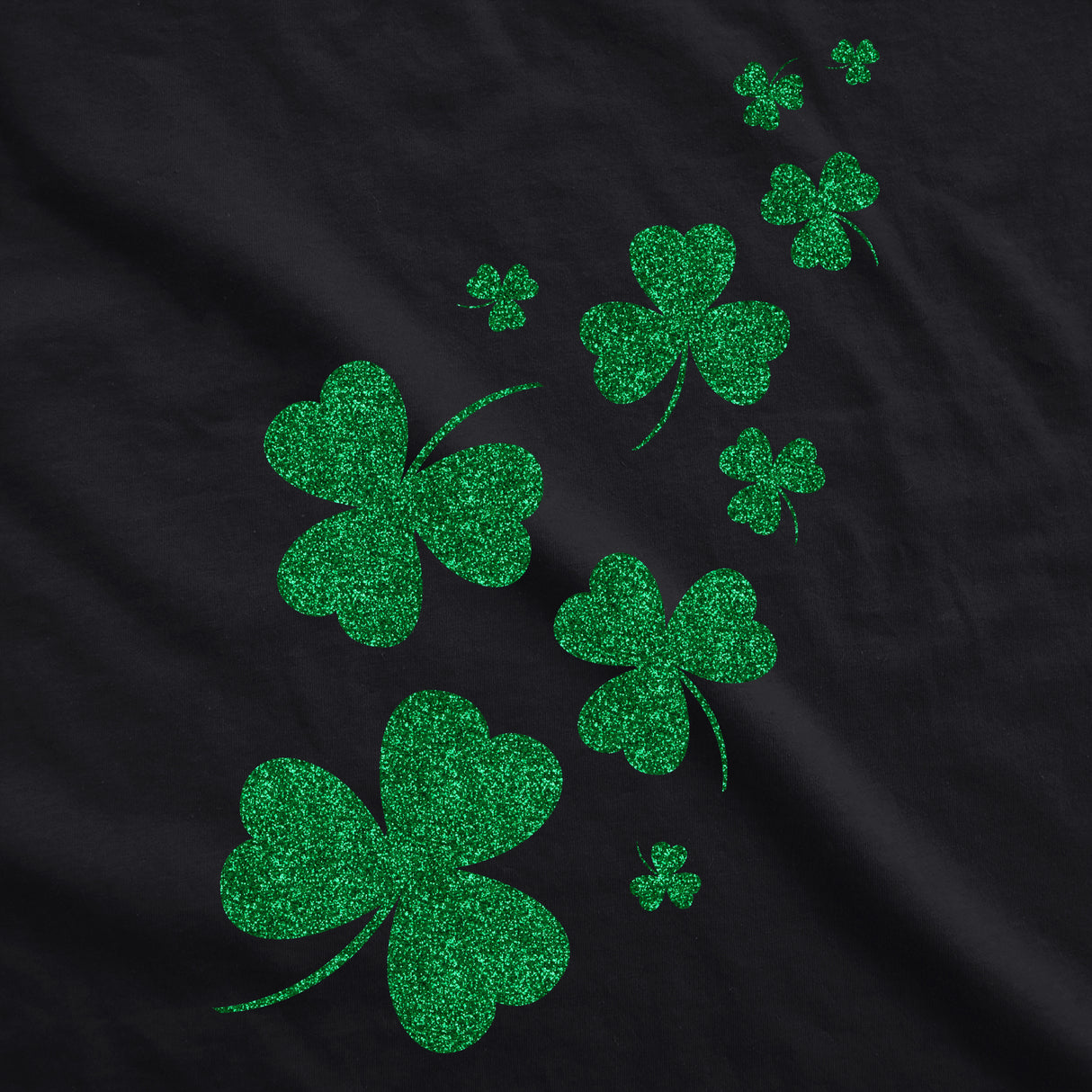 Womens Glitter Shamrocks V-Neck Funny Saint Patricks Day Shamrock Clover Shirt For Ladies