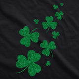 Womens Glitter Shamrocks V-Neck Funny Saint Patricks Day Shamrock Clover Shirt For Ladies