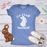 Womens Go Fluff Yourself Tshirt Funny Easter Sunday Middle Finger Rabbit Tee For Ladies Novelty Tee