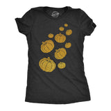 Womens Gold Glitter Pumpkins T Shirt Funny Cute Halloween Top Graphic Novelty Tee