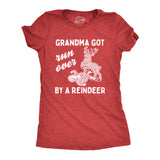 Womens Grandma Got Run Over By A Reindeer T Shirt Funny Christmas Tee Hilarious Gag Gift