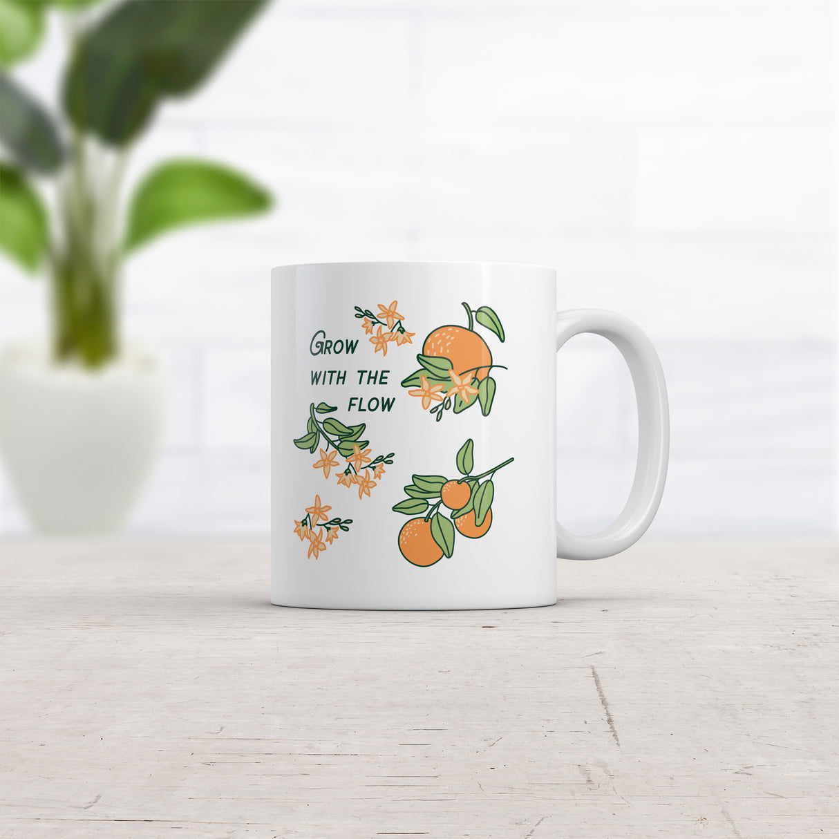 Grow With The Flow Mug Cute Flower Plant Orange Graphic Novelty Coffee Cup-11oz