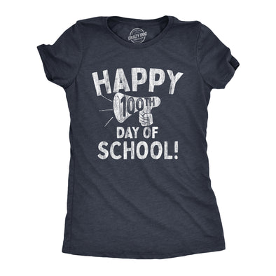 Womens Happy 100th Day of School T Shirt Funny Teacher Learning Tee For Ladies