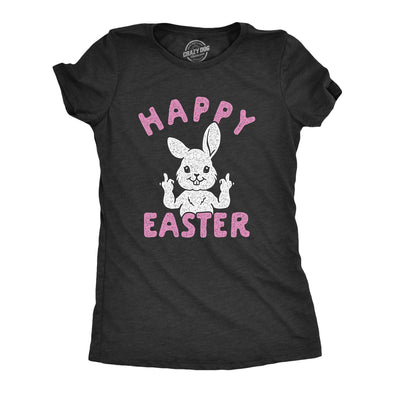 Womens Happy Easter Middle Finger T Shirt Cute Funny Offensive Bunny Hilarious Top