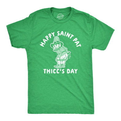 Mens Happy Saint Pat Thiccs Day T Shirt Funny St Patricks Day Parade Butt Graphic Tee Guys