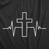Mens Cross Heart Beat T Shirt Funny Cool Pulse Monitor Religious Tee For Guys