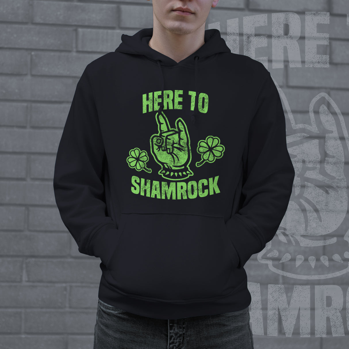 Here To Shamrock Hoodie Funny St Patricks Day Shirt Cool Outfit for Parade Fun Graphic Sweatshirt