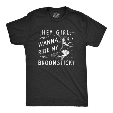 Mens Hey Girl Wanna Ride My Broom Stick T Shirt Funny Witch Sex Joke Tee For Guys