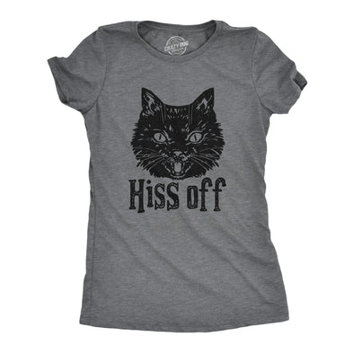 Womens Hiss Off T Shirt Funny Angry Hissing Aggressive Cat Tee For Ladies