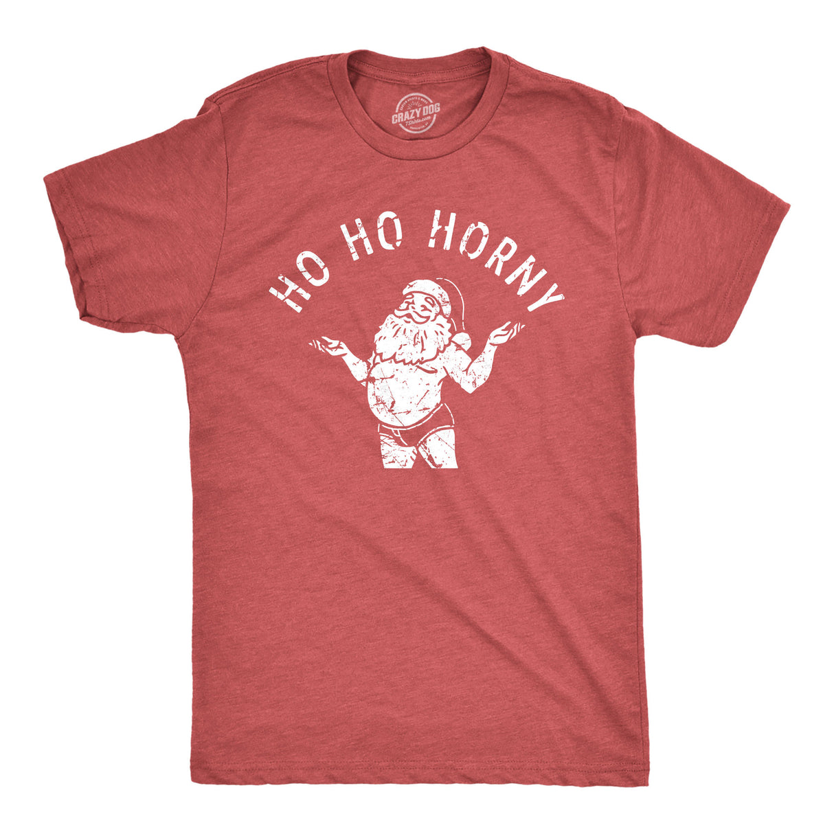 Mens Ho Ho Horny T Shirt Funny Naughty Sexy Shirtless Santa Claus Joke Tee for Guys