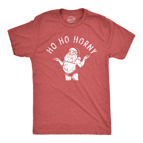 Mens Ho Ho Horny T Shirt Funny Naughty Sexy Shirtless Santa Claus Joke Tee For Guys