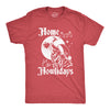 Mens Home For The Howlidays T Shirt Funny Xmas Howling Wolf Tee For Guys