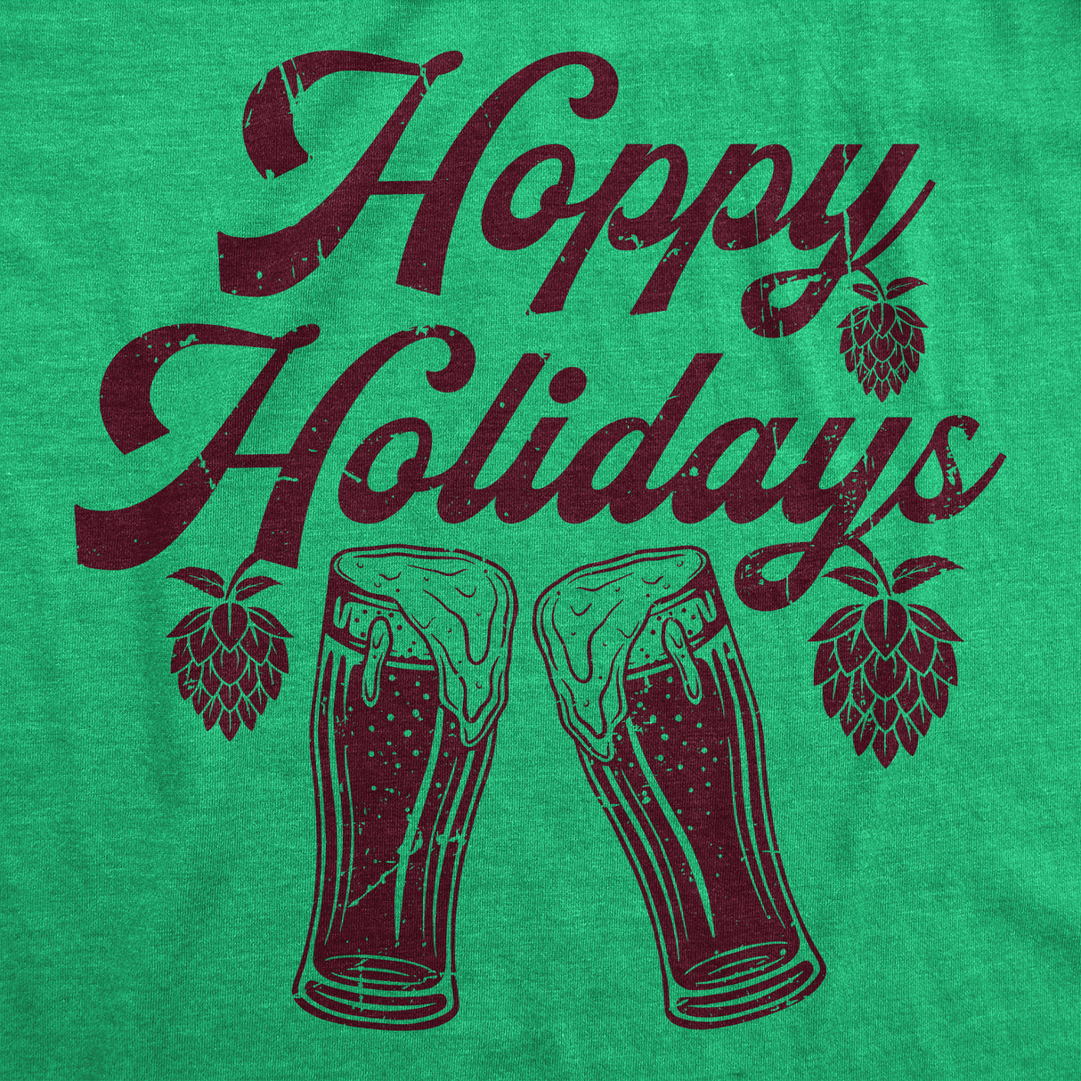 Mens Hoppy Holidays T Shirt Funny Xmas Beer Drinking Pint Glass Hops Tee For Guys