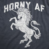 Mens Horny AF T Shirt Funny Fantasy Unicorn Horn Sex Joke Tee For Guys
