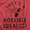 Womens Thats A Horrible Idea What Time T Shirt Funny Sarcastic Fireworks Graphic Novelty Tee For Ladies