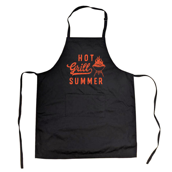 Hot Grill Summer Cookout Apron Funny Sarcastic Grilling Joke Graphic Kitchen Smock