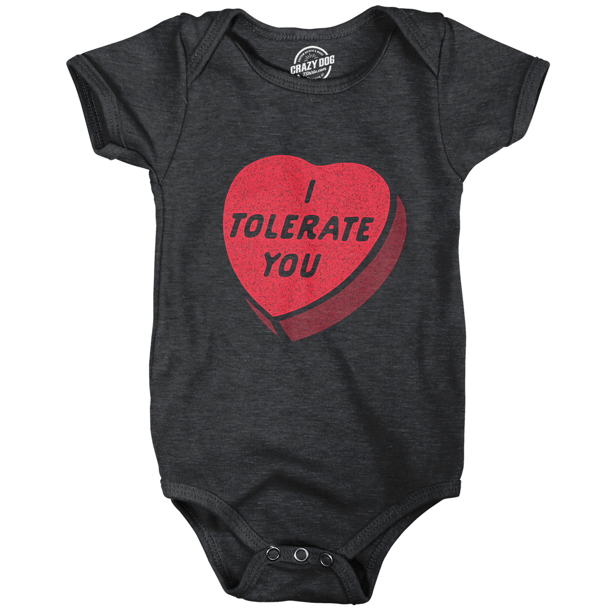 I Tolerate You Baby Bodysuit Funny Valentines Day Candy Heart Graphic Jumper