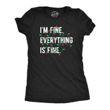 Womens Im Fine Everything Is Fine T Shirt Funny Xmas Lights Decoration Tee for Ladies
