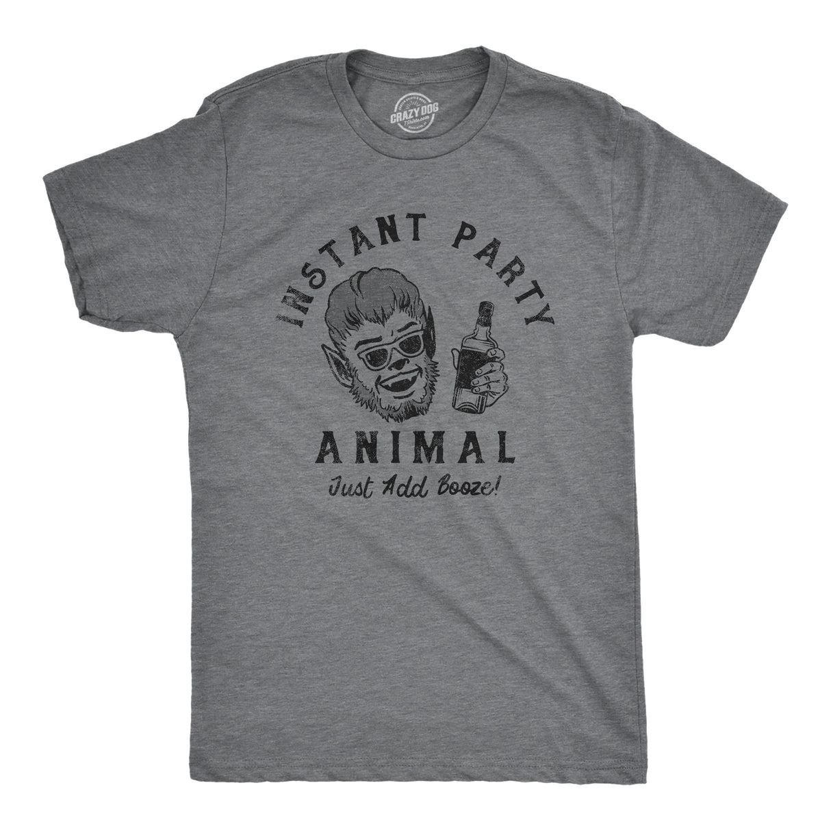 Mens Instant Party Animal T Shirt Funny Drinking Partying Wolverine Tee for Guys