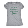 Womens The Most Wonderful Time For A Beer T Shirt Funny Xmas Drinking Ale Lovers Tee For Ladies