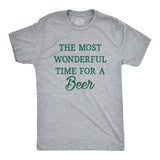 Mens The Most Wonderful Time For A Beer T Shirt Funny Xmas Drinking Ale Lovers Tee For Guys