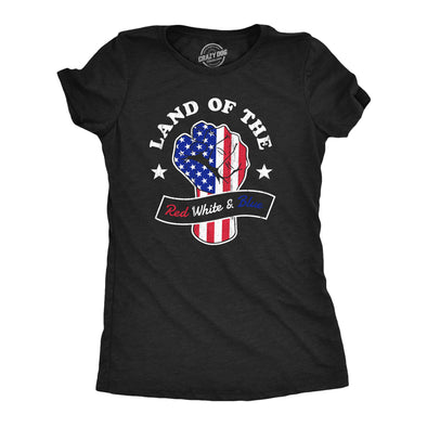 Womens Land Of The Red White And Blue T Shirt Awesome Fourth Of July Patriotic Fist Graphic Tee For Ladies