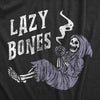 Mens Lazy Bones T shirt Funny Relaxing Spooky Halloween Skeleton Tee For Guys