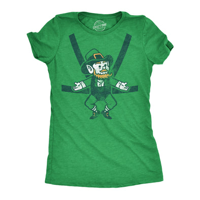 Womens Leprechaun Baby Harness T Shirt Funny Sarcastic Saint Patricks Day Child Carrier Novelty Tee For Ladies