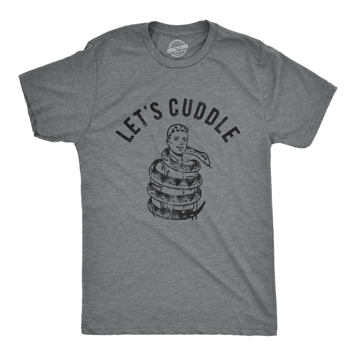 Mens Lets Cuddle T Shirt Funny Sarcastic Snake Graphic Valentines Day Tee For Guys