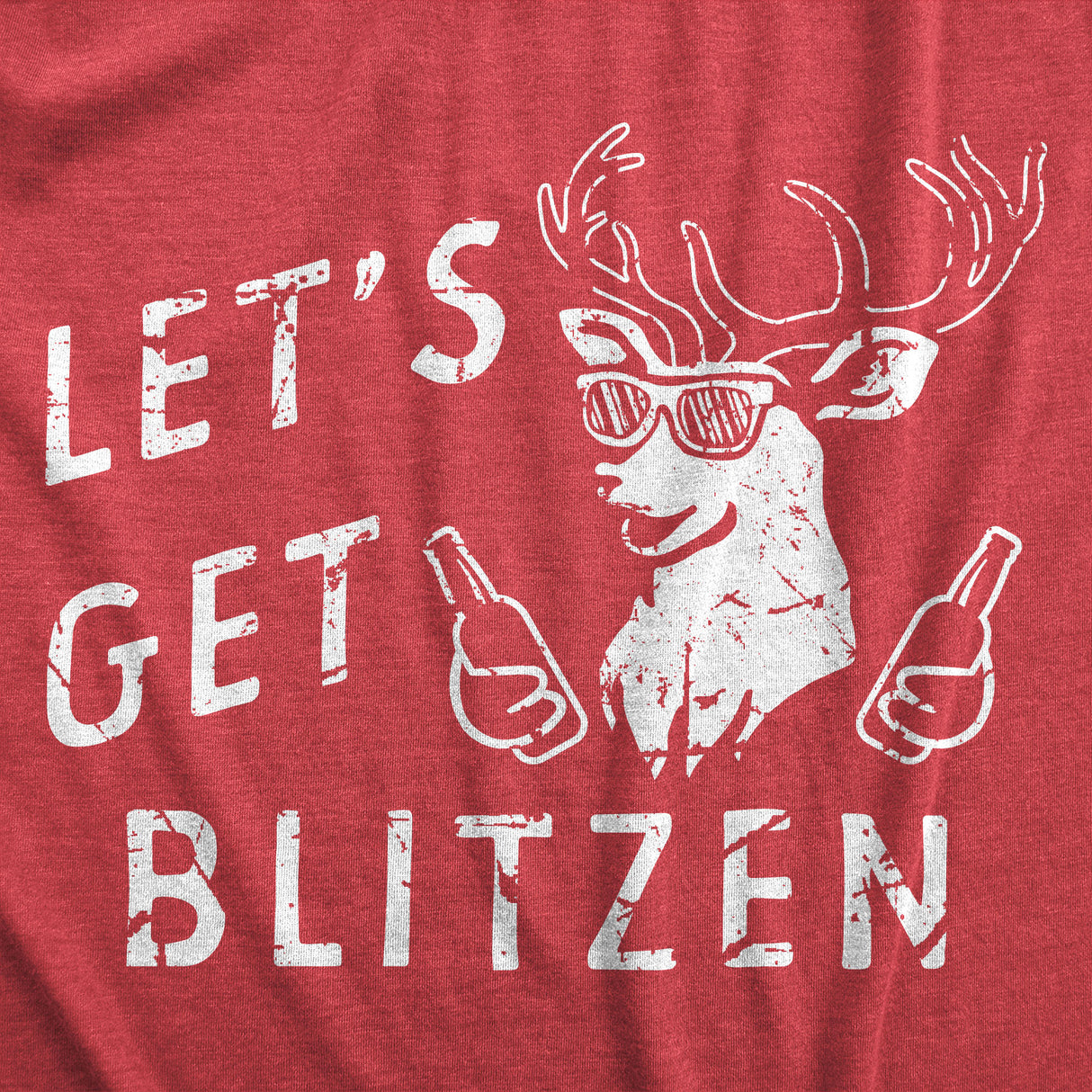 Mens Lets Get Blitzen T Shirt Funny Xmas Partying Drinking Santas Reindeer Tee for Guys