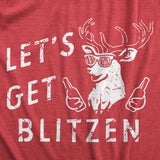 Mens Lets Get Blitzen T Shirt Funny Xmas Partying Drinking Santas Reindeer Tee for Guys