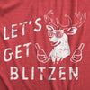 Womens Lets Get Blitzen T Shirt Funny Xmas Partying Drinking Santas Reindeer Tee For Ladies