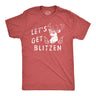 Mens Lets Get Blitzen T Shirt Funny Xmas Partying Drinking Santas Reindeer Tee for Guys