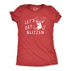Womens Lets Get Blitzen T Shirt Funny Xmas Partying Drinking Santas Reindeer Tee For Ladies