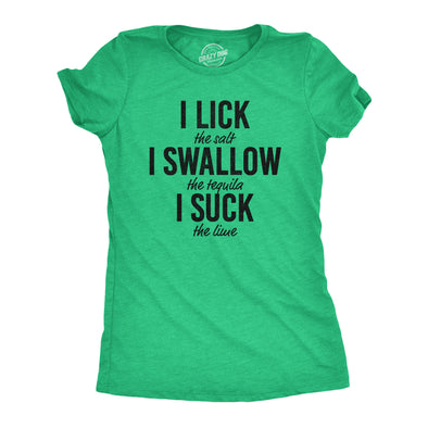 Womens Lick Swallow Suck Tshirt Funny Tequila Drinking Salt Lime Graphic Novelty Tee For Ladies