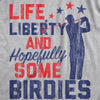 Womens Life Liberty Hopefully Some Birdies T Shirt Funny Golf Tee Cool USA Golfing Gift