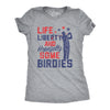 Womens Life Liberty Hopefully Some Birdies T Shirt Funny Golf Tee Cool USA Golfing Gift