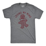 Mens Losing My Mind T Shirt Funny Headless Gingerbread Man Xmas Tee for Guys